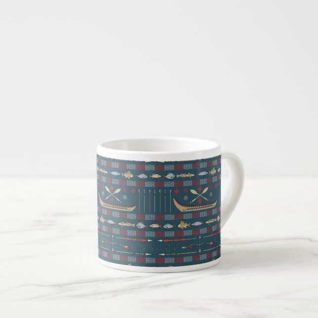 Tasse Expresso Motif ethnique de pêche (Devant droit)