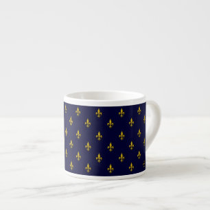 Tasse Expresso Motif Fleur De Lis Bleu Royal