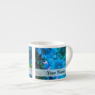 Tasse Expresso Motif floral bleu-clair moderne