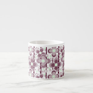 Tasse Expresso motif floral marron et blanc