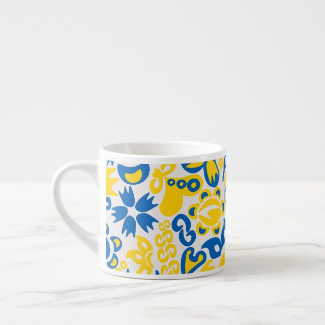 Tasse Expresso Motif folklorique aux couleurs du drapeau ukrainie (Gauche)