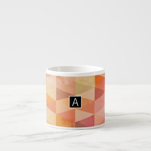 Tasse Expresso Motif géométrique Triangle souple | Monogramme (Devant)