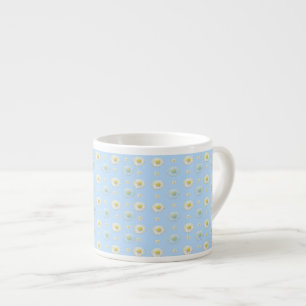 Tasse Expresso Motif marguerrier sur arrière - plan bleu clair