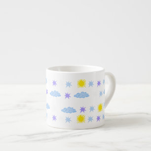 Tasse Expresso Motif météorologique étoilé, ensoleillé, nuageux