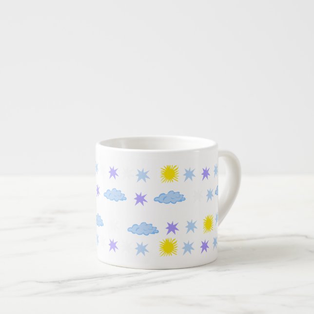 Tasse Expresso Motif météorologique étoilé, ensoleillé, nuageux (Devant droit)