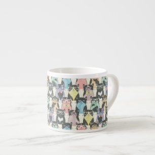 Tasse Expresso Motif mignon de chats de hippie