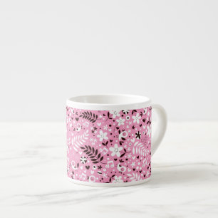 Tasse Expresso motif mignon de rose d'oiseaux et de fleurs