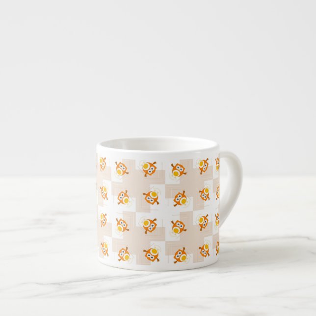 Tasse Expresso Motif orange d'illustration de hibou (Devant droit)
