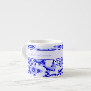 Tasse Expresso Motif oriental personnalisé d'oiseau et de feuill