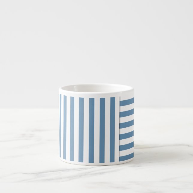 Tasse Expresso motif rayure bleu blanc (Devant)
