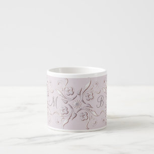 Tasse Expresso Motif rose baroque floral. monogramme