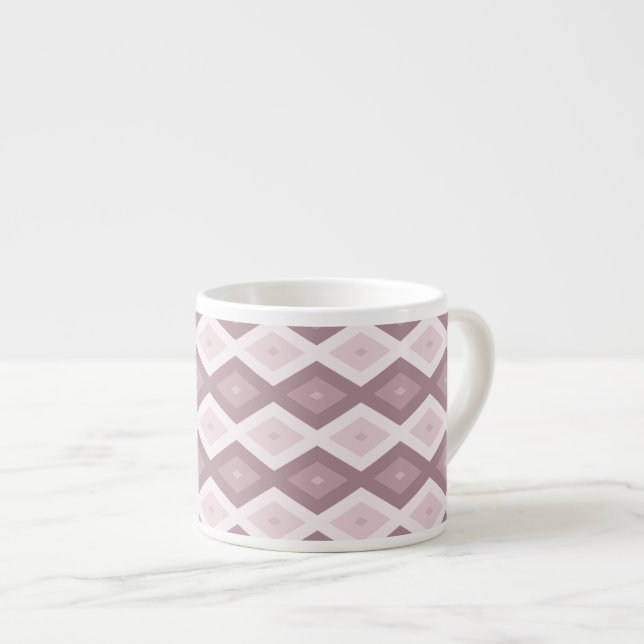 Tasse Expresso motif rose quartz rose diamant (Devant droit)