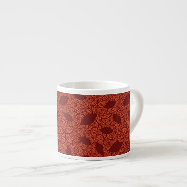 Tasse Expresso Motif rouge de feuille sur l'orange (Devant droit)