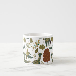 Tasse Expresso Motif sans couture Giraffe   motif floral coloré
