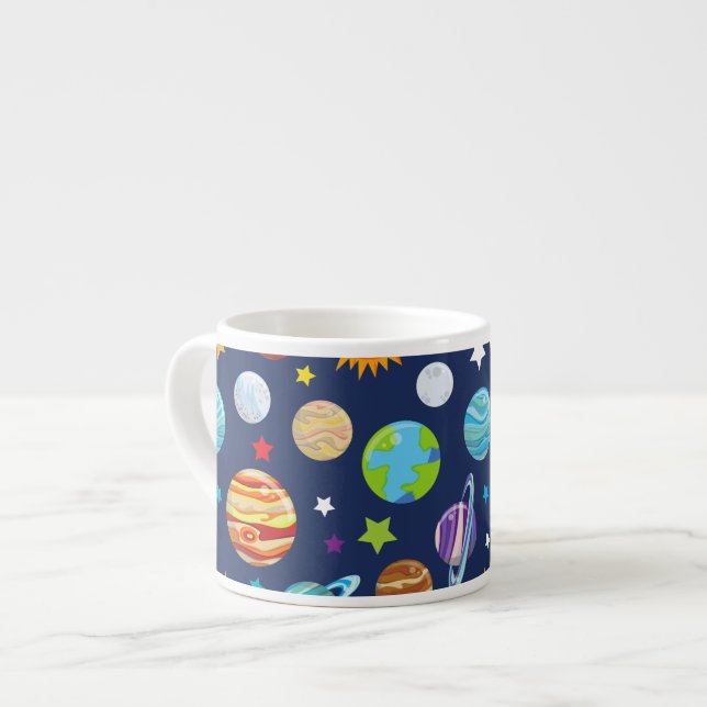 Tasse Expresso Motif spatial, Planètes, Étoiles, Cosmos, Galaxie (Devant gauche)