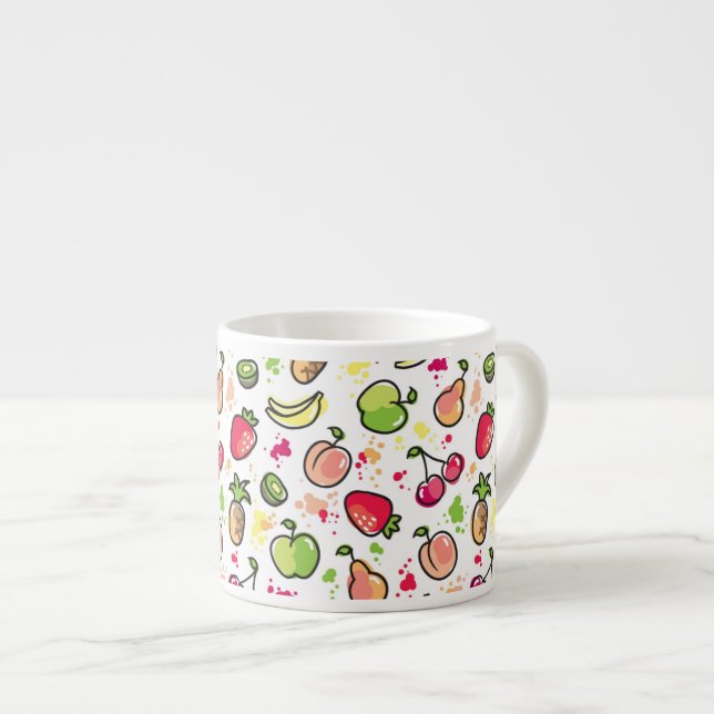 Tasse Expresso motif tiré par la main de fruits (Devant droit)