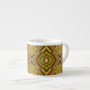 Tasse Expresso Motif tribal ethnique rouge vert or