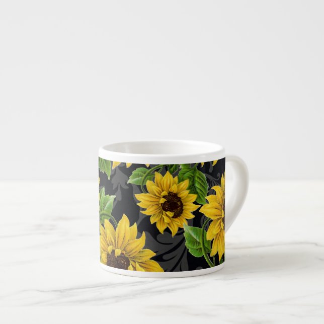 Tasse Expresso Motif vintage de tournesol (Devant droit)