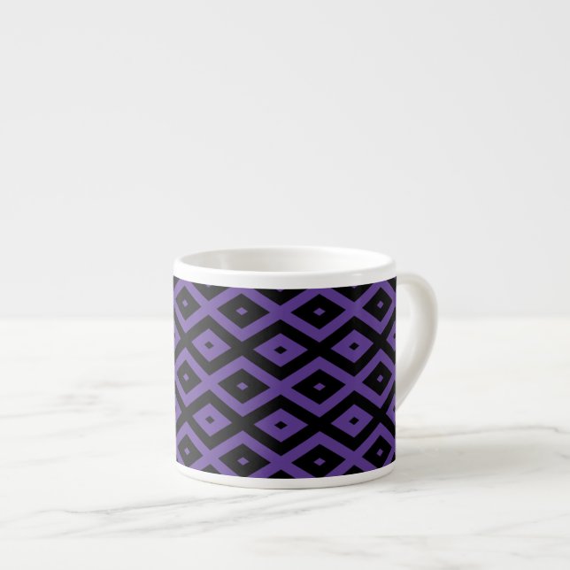 Tasse Expresso Motif violet et diamant noir (Devant droit)