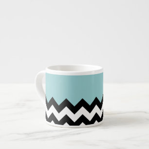 Tasse Expresso Motif Zigzag noir et blanc, Chevron, Bleu