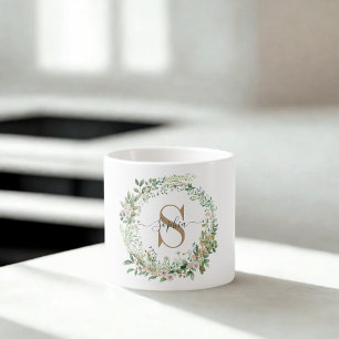 Tasse Expresso Mug à expresso avec monogramme botanique élégant e