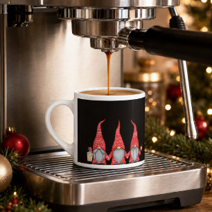 Tasse Expresso Mug à expresso Trois Gnomes Rouges de Noël Joyeux