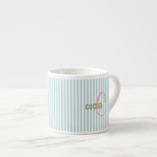 Tasse Expresso Mug à rayures bleues - Initiale et nom personnalis