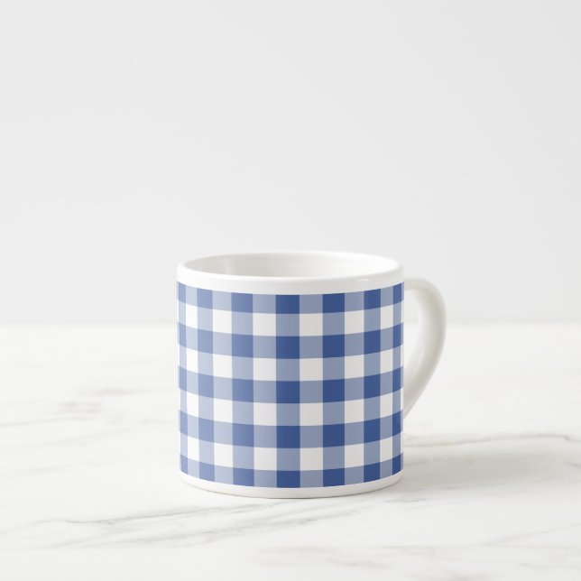 Tasse Expresso Mug café Espresso, En vichy chèque bleu foncé (Devant droit)