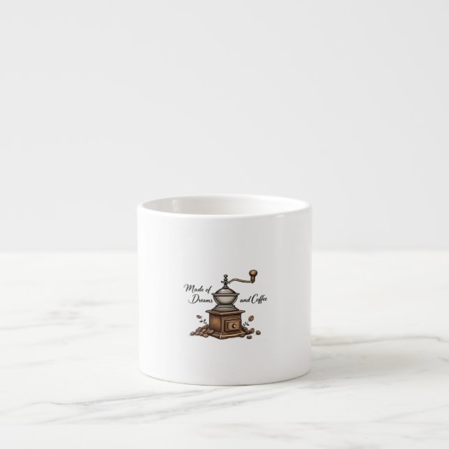 Tasse Expresso Mug de spécialités "Fabriqué de rêves et de café"  (Devant)