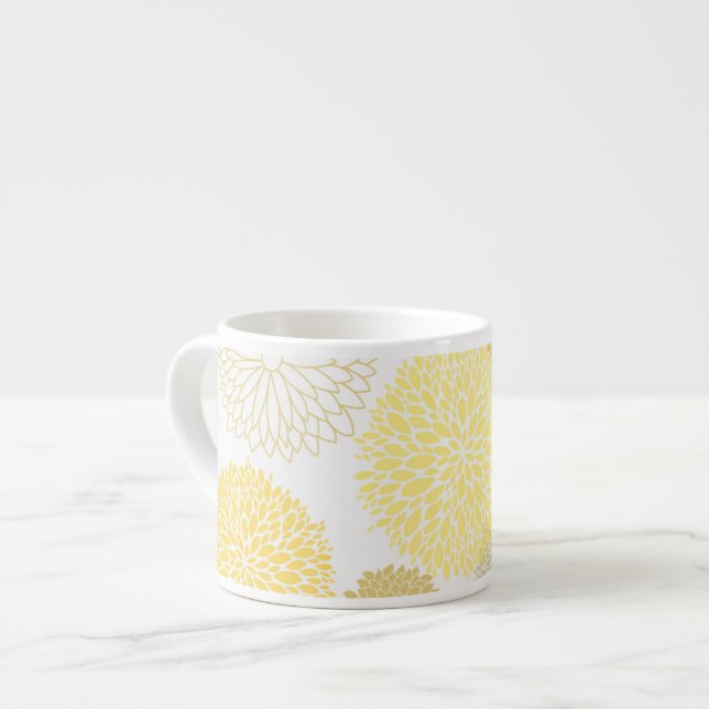 Tasse Expresso Mug d'Espresso jaune Floral (Devant gauche)
