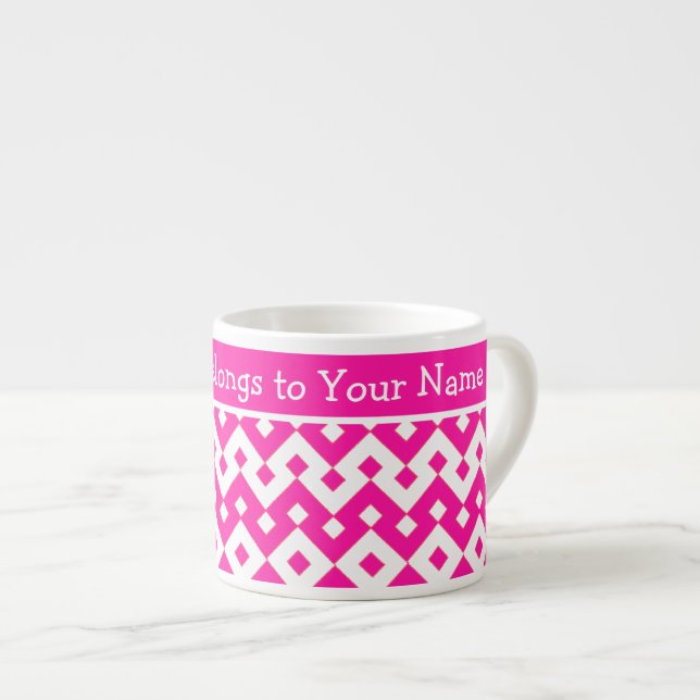 Tasse Expresso Mug Espresso Personnalisé, Candy rose géométrique (Devant droit)