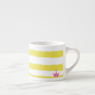 Tasse Expresso Mug Spécialité rayures jaunes et couronne rose