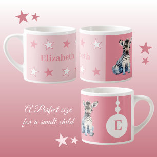 Tasse Expresso Mug zèbre pour enfants nom personnalisé rose
