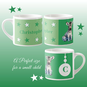 Tasse Expresso Mug zèbre pour enfants nom personnalisé vert