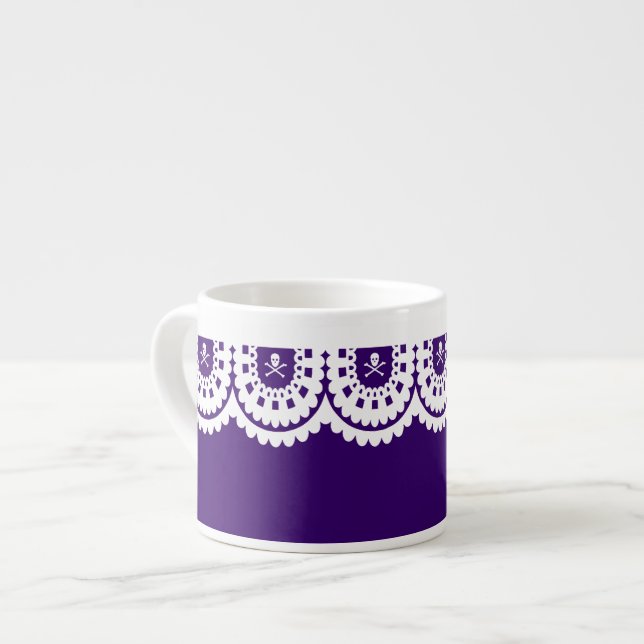 Tasse Expresso N'IMPORTE QUELLE COULEUR ! Dentelle blanche petite (Devant gauche)