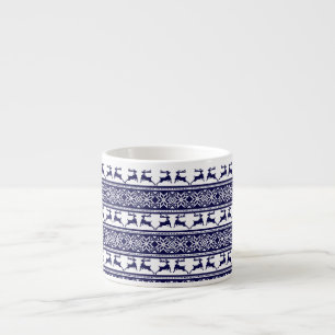 Tasse Expresso Noël, le bleu et le blanc scandinave