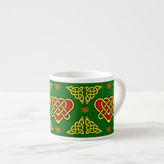 Tasse Expresso Nœud celtique/Gadhlig cœur entrelacé, or 2, vert