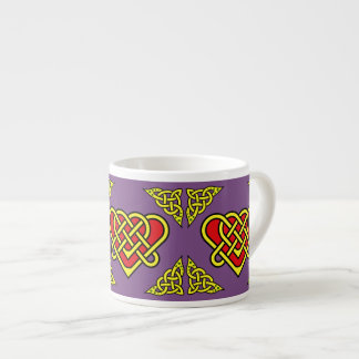 Tasse Expresso Nœud celtique/Gadhlig cœur tressé, or, violet