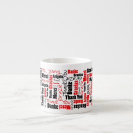 Tasse Expresso Noir rouge Merci multilingue Nuage de mots