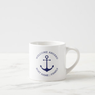 Tasse Expresso Nom de bateau personnalisé Bienvenue à bord de l'a