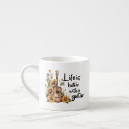 Tasse Expresso Nom de la Personnaliser Guitare avec tournesol