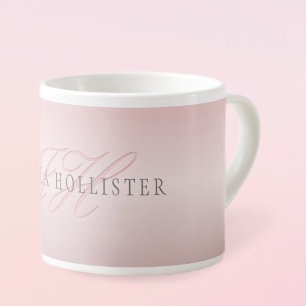 Tasse Expresso Nom et monogramme Blush en faux or rose doux