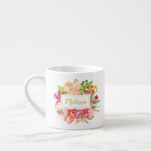 Tasse Expresso Nom Fleurs Vintages Pink Pastel Espresso Mug