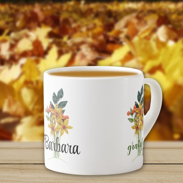 Tasse Expresso Nom, Merci Quilled Autumn Flowers 6oz Keepsaké (Créateur téléchargé)
