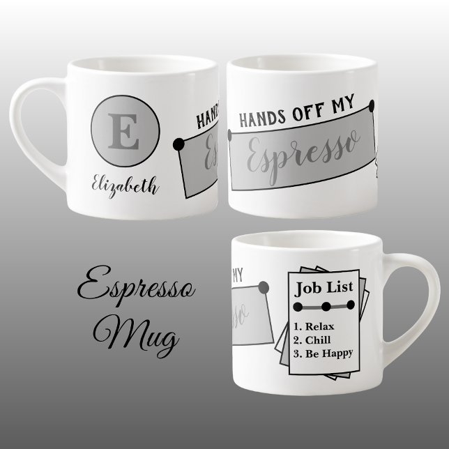 Tasse Expresso Nom monogramme refroidissement relaxer être heureu (Créateur téléchargé)