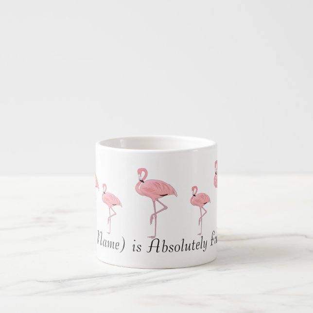 Tasse Expresso Nom personnalisé du groupe de Flamants roses roses (Devant)
