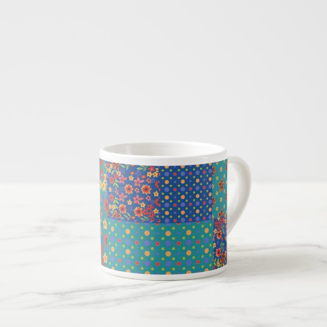Tasse Expresso Nostalgique Motif Faux Patchwork Espresso Mug (Devant droit)