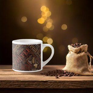 Tasse Expresso Nuage de mots Café sur toile de jute Marron ID283