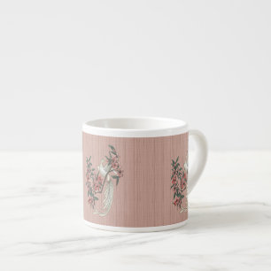 Tasse Expresso Oiseau blanc - Fleurs de cerisiers (Mug en céramiq