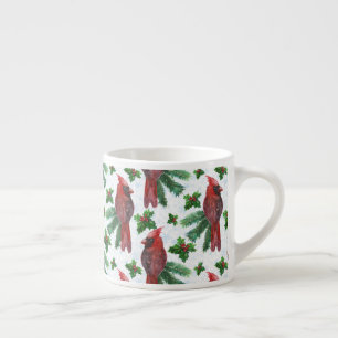 Tasse Expresso oiseau cardinal rouge d'aquarelle
